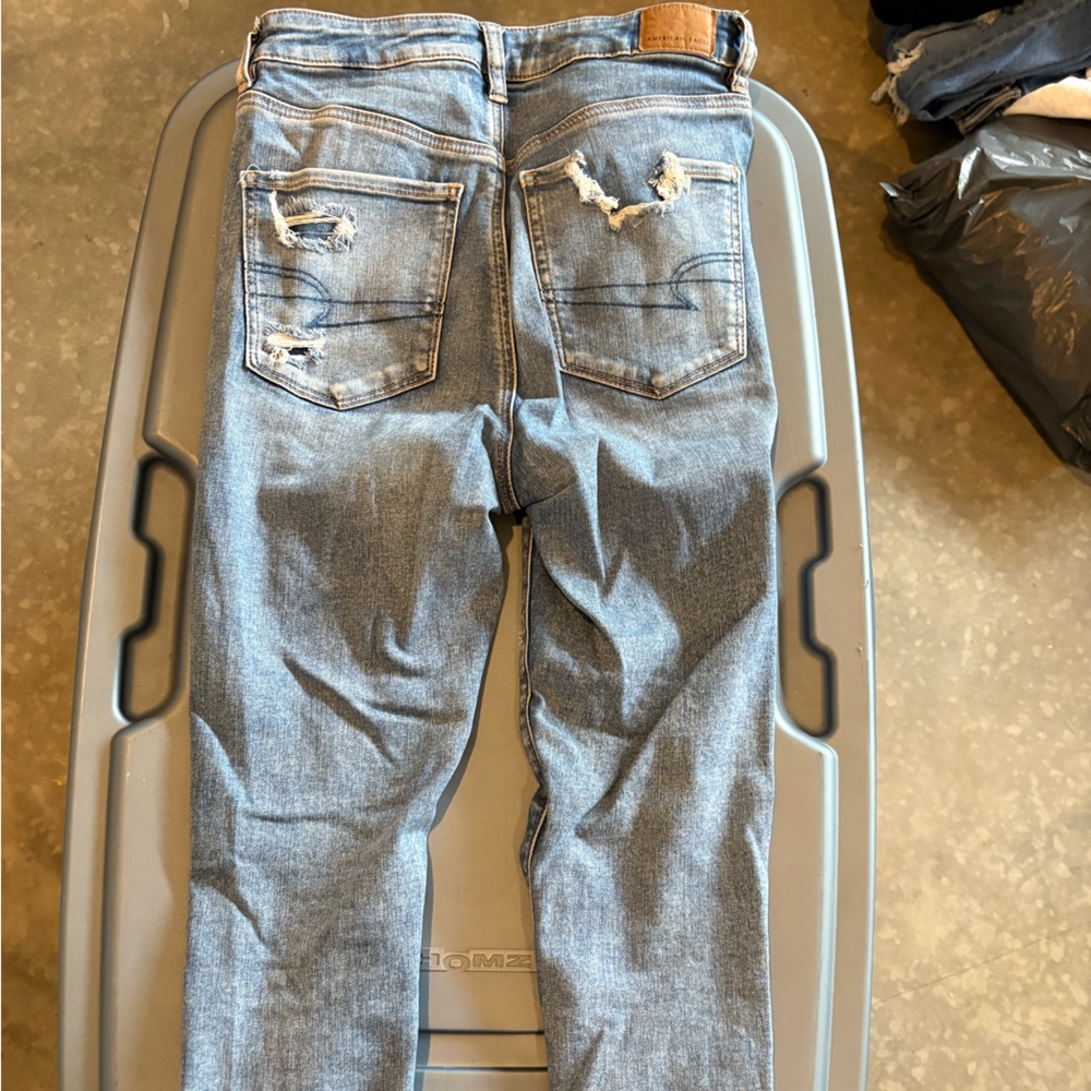 Distressed Women's Light Blue Ripped Jeans - Picture 4 of 4